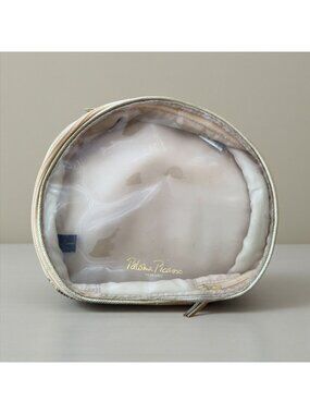 PALOMA PICASSO Gold Clear Round Travel Cosmetics Makeup Case Bag